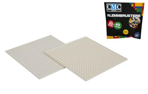 CMC imports 2 x Bauplatte Grundplatte Modular - beidseitiges Bauen Kompatibel 20 x 20 Noppen Platte Basepalte Klemmbausteine Bausteine City 34 vers. Farben (Weiß / 713) von CMC imports