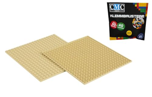 CMC imports 2 x Bauplatte Grundplatte Modular - beidseitiges Bauen Kompatibel Beige 20 x 20 Noppen Platte Basepalte Klemmbausteine Bausteine City von CMC imports