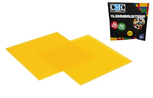 CMC imports 2 x Bauplatte Grundplatte Modular - beidseitiges Bauen Kompatibel Gelb Transparent 20 x 20 Noppen Platte Basepalte Klemmbausteine Bausteine City von CMC imports