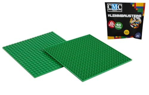 CMC imports 2 x Bauplatte Grundplatte Modular - beidseitiges Bauen Kompatibel Grün 20 x 20 Noppen Platte Basepalte Klemmbausteine Bausteine City von CMC imports