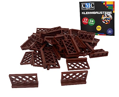 CMC imports 20 x Zaun Klemmbausteine vers. Farben zur Auswahl Bausteine 1x4x2 Noppen Zaunelemente Kompatibel Einzelteile (090 - Braun) von CMC imports