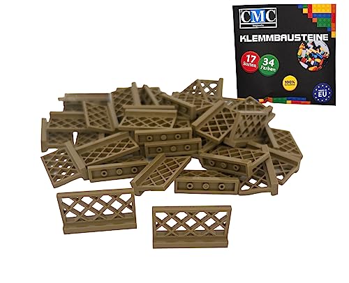 CMC imports 20 x Zaun Klemmbausteine vers. Farben zur Auswahl Bausteine 1x4x2 Noppen Zaunelemente Kompatibel Einzelteile (268 - Dunkel Beige) von CMC imports