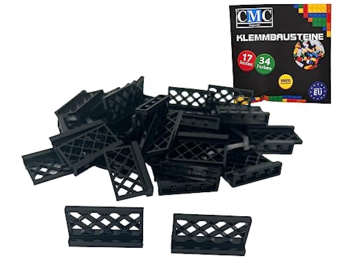 CMC imports 20 x Zaun Klemmbausteine vers. Farben zur Auswahl Bausteine 1x4x2 Noppen Zaunelemente Kompatibel Einzelteile (650 - Schwarz) von CMC imports