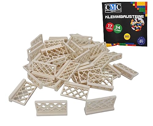 CMC imports 20 x Zaun Klemmbausteine vers. Farben zur Auswahl Bausteine 1x4x2 Noppen Zaunelemente Kompatibel Einzelteile (713 - Weiß) von CMC imports