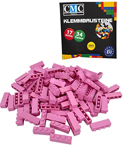 CMC imports 200 Klemmbausteine Bausteine Grundbausteine 1x4 Noppen Kompatibel 4 Noppen Bricks 34 vers. Farben (970 - Hell Rosa) von CMC imports