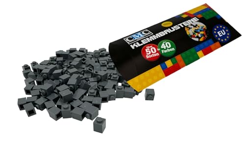 CMC imports 200 Klemmbausteine Briks Bausteine 1x1 Noppen Kompatibel freie Auswahl 34 Farben (Dunkel - Grau / 851) von CMC imports