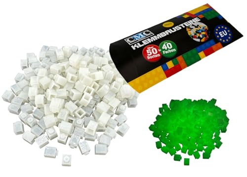 CMC imports 200 Klemmbausteine Briks Bausteine 1x1 Noppen Kompatibel freie Auswahl 34 Farben (Glow in The Dark / 200) von CMC imports