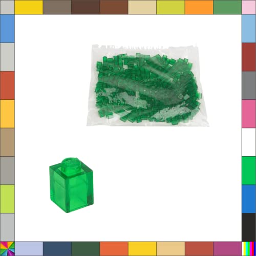 CMC imports 200 Klemmbausteine Briks Bausteine 1x1 Noppen Kompatibel freie Auswahl 34 Farben (Grün - Transparent / 708) von CMC imports