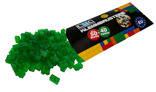 CMC imports 200 Klemmbausteine Briks Bausteine 1x2 Noppen 2 Noppen Kompatibel 35 Farben zur Auswahl! (708 Grün Transparent) von CMC imports
