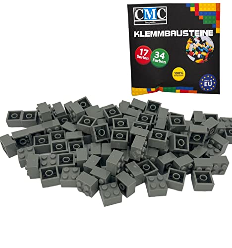 CMC imports 200 Klemmbausteine GRAU Bausteine 2x2 Noppen Kompatibel 8 Noppen Bricks Basic von CMC imports
