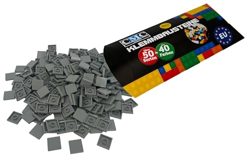 CMC imports 250 x Klemmbausteine Fliesen Tiles Bausteine 2x2 Noppen Kompatibel freie Farbenwahl (280 - Grau) von CMC imports