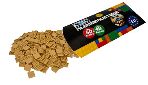 CMC imports 250 x Klemmbausteine Fliesen Tiles Bausteine 2x2 Noppen Kompatibel freie Farbenwahl (595 - Sand) von CMC imports