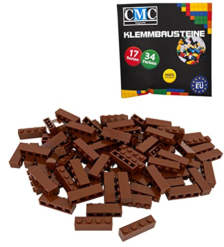 CMC imports 30 Klemmbausteine Bausteine Grundbausteine 1x4 Noppen Kompatibel Bricks 34 vers. Farben (090 - Braun) von CMC imports