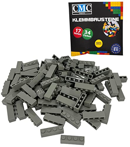 CMC imports 30 Klemmbausteine Bausteine Grundbausteine 1x4 Noppen Kompatibel Bricks 34 vers. Farben (280 - Grau) von CMC imports