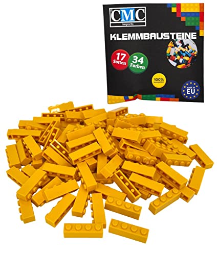 CMC imports 30 Klemmbausteine Bausteine Grundbausteine 1x4 Noppen Kompatibel Bricks 34 vers. Farben (513 - Gelb) von CMC imports