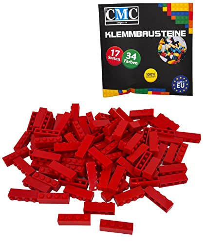 CMC imports 30 Klemmbausteine Bausteine Grundbausteine 1x4 Noppen Kompatibel Bricks 34 vers. Farben (620 - Rot) von CMC imports