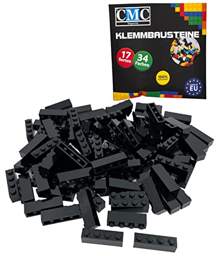 CMC imports 30 Klemmbausteine Bausteine Grundbausteine 1x4 Noppen Kompatibel Bricks 34 vers. Farben (650 - Schwarz) von CMC imports