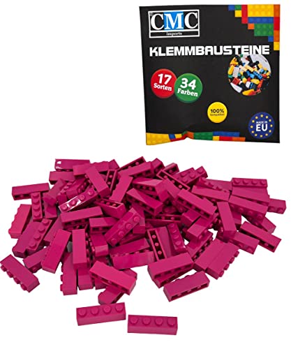 CMC imports 30 Klemmbausteine Bausteine Grundbausteine 1x4 Noppen Kompatibel Bricks 34 vers. Farben (824 - Magenta) von CMC imports