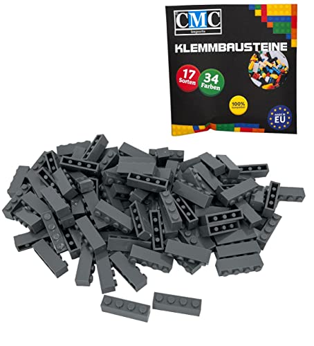CMC imports 30 Klemmbausteine Bausteine Grundbausteine 1x4 Noppen Kompatibel Bricks 34 vers. Farben (851 - Dunkel - Grau) von CMC imports