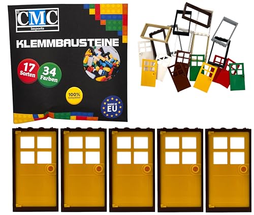 CMC imports 5 x Klemmbausteine Türen Türrahmen + Türblatt 1 x 4 x 6 Noppen City Gebäude Stadt 60596 (Schwarz - Gelb) von CMC imports