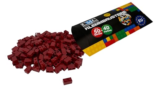 CMC imports 50 Klemmbausteine Bausteine 1x2 Noppen Kompatibel freie Auswahl 34 Farben (852 - Dunkel - Rot) von CMC imports