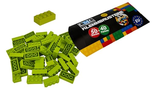 CMC imports 50 Klemmbausteine Bausteine 2x4 Noppen Kompatibel Bricks 8 Noppen freie Auswahl 34 Farben (101 - Gras Grün) von CMC imports
