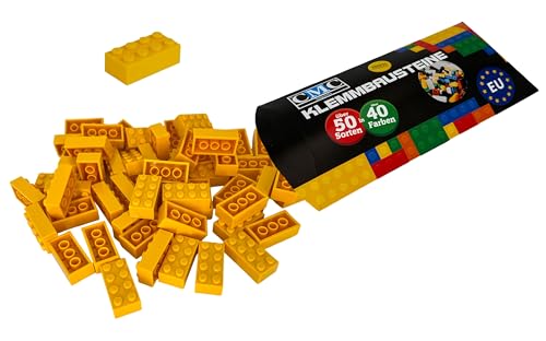 CMC imports 50 Klemmbausteine Bausteine 2x4 Noppen Kompatibel Bricks 8 Noppen freie Auswahl 34 Farben (513 - Gelb) von CMC imports