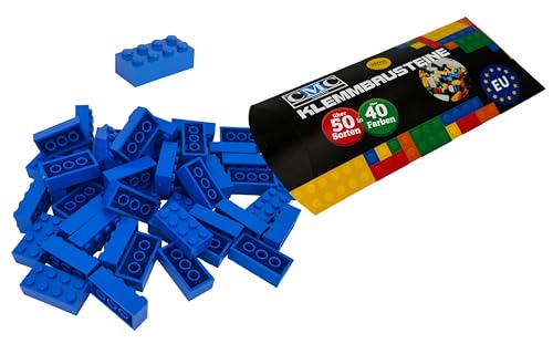 CMC imports 50 Klemmbausteine Bausteine 2x4 Noppen Kompatibel Bricks 8 Noppen freie Auswahl 34 Farben (663 - Blau) von CMC imports