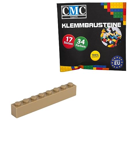 CMC imports 50 Klemmbausteine Bausteine Grundbausteine 1x8 Noppen Kompatibel 8 Noppen Bricks 34 vers. Farben (268 - Dunkel Beige) von CMC imports