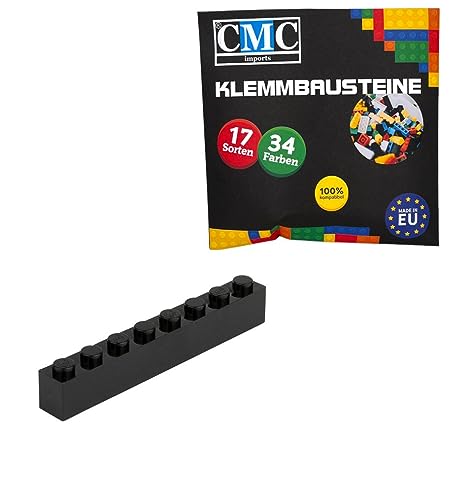 CMC imports 50 Klemmbausteine Bausteine Grundbausteine 1x8 Noppen Kompatibel 8 Noppen Bricks 34 vers. Farben (650 - Schwarz) von CMC imports