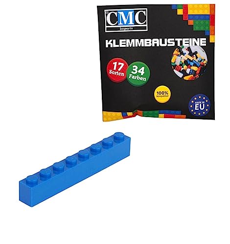 CMC imports 50 Klemmbausteine Bausteine Grundbausteine 1x8 Noppen Kompatibel 8 Noppen Bricks 34 vers. Farben (663 - Blau) von CMC imports