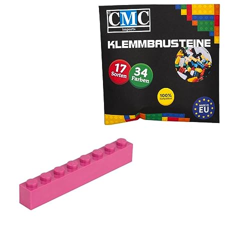 CMC imports 50 Klemmbausteine Bausteine Grundbausteine 1x8 Noppen Kompatibel 8 Noppen Bricks 34 vers. Farben (824 - Magenta) von CMC imports