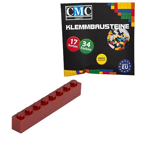 CMC imports 50 Klemmbausteine Bausteine Grundbausteine 1x8 Noppen Kompatibel 8 Noppen Bricks 34 vers. Farben (852 - Dunkel Rot) von CMC imports