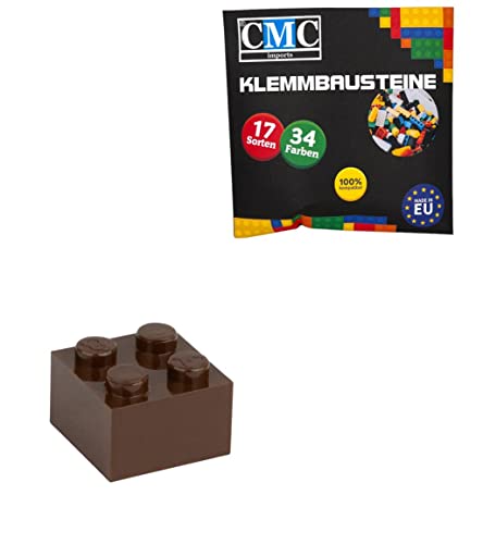 CMC imports 50 Klemmbausteine Bausteine Grundbausteine 2x2 Noppen Kompatibel Bricks 34 vers. Farben (071 - Dunkel Braun) von CMC imports