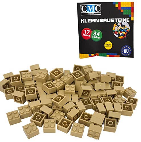 CMC imports 50 Klemmbausteine Bausteine Grundbausteine 2x2 Noppen Kompatibel Bricks 34 vers. Farben (094 - Beige) von CMC imports