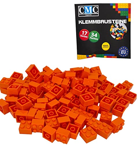 CMC imports 50 Klemmbausteine Bausteine Grundbausteine 2x2 Noppen Kompatibel Bricks 34 vers. Farben (150 - Hell Orange) von CMC imports