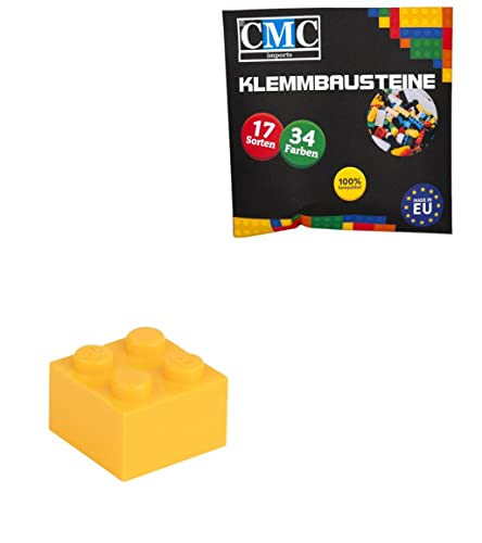 CMC imports 50 Klemmbausteine Bausteine Grundbausteine 2x2 Noppen Kompatibel Bricks 34 vers. Farben (242 - Dunkel Gelb) von CMC imports