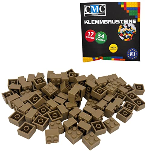 CMC imports 50 Klemmbausteine Bausteine Grundbausteine 2x2 Noppen Kompatibel Bricks 34 vers. Farben (268 - Dunkel Beige) von CMC imports