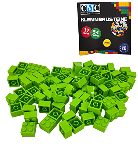CMC imports 50 Klemmbausteine Bausteine Grundbausteine 2x2 Noppen Kompatibel Bricks 34 vers. Farben (334 - Hell Grün) von CMC imports