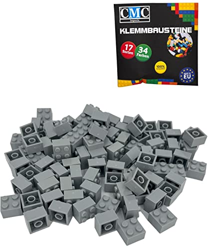 CMC imports 50 Klemmbausteine Bausteine Grundbausteine 2x2 Noppen Kompatibel Bricks 34 vers. Farben (411 - Hell Grau) von CMC imports