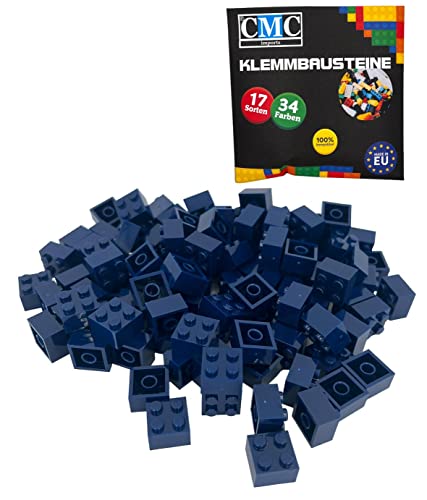 CMC imports 50 Klemmbausteine Bausteine Grundbausteine 2x2 Noppen Kompatibel Bricks 34 vers. Farben (473 - Dunkel Blau) von CMC imports