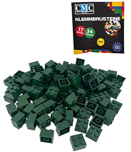 CMC imports 50 Klemmbausteine Bausteine Grundbausteine 2x2 Noppen Kompatibel Bricks 34 vers. Farben (484 - Moos Grün) von CMC imports