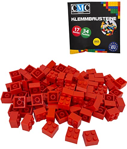 CMC imports 50 Klemmbausteine Bausteine Grundbausteine 2x2 Noppen Kompatibel Bricks 34 vers. Farben (501 - Orange) von CMC imports