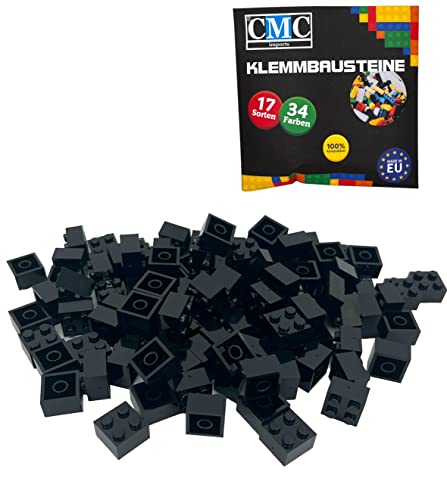 CMC imports 50 Klemmbausteine Bausteine Grundbausteine 2x2 Noppen Kompatibel Bricks 34 vers. Farben (650 - Schwarz) von CMC imports