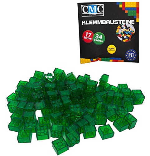 CMC imports 50 Klemmbausteine Bausteine Grundbausteine 2x2 Noppen Kompatibel Bricks 34 vers. Farben (708 - Grün Transparent) von CMC imports