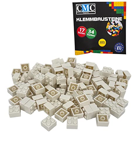 CMC imports 50 Klemmbausteine Bausteine Grundbausteine 2x2 Noppen Kompatibel Bricks 34 vers. Farben (713 - Weiß) von CMC imports