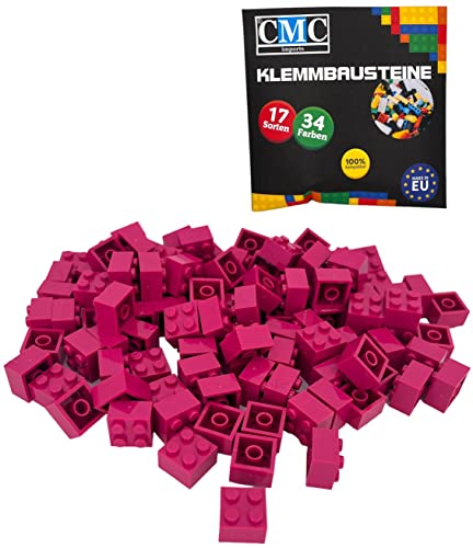 CMC imports 50 Klemmbausteine Bausteine Grundbausteine 2x2 Noppen Kompatibel Bricks 34 vers. Farben (824 - Magenta) von CMC imports