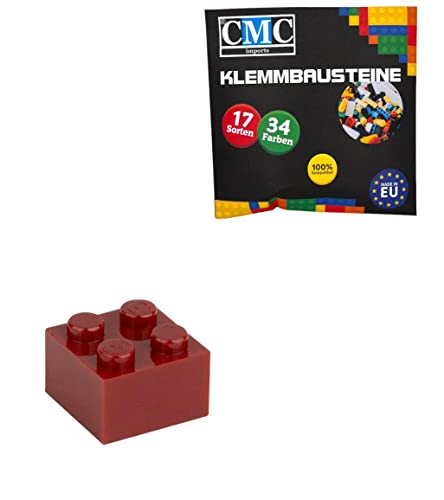 CMC imports 50 Klemmbausteine Bausteine Grundbausteine 2x2 Noppen Kompatibel Bricks 34 vers. Farben (852 - Dunkel Rot) von CMC imports