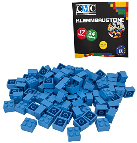 CMC imports 50 Klemmbausteine Bausteine Grundbausteine 2x2 Noppen Kompatibel Bricks 34 vers. Farben (890 - Lichtblau) von CMC imports