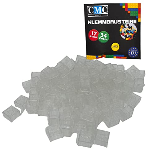 CMC imports 50 Klemmbausteine Bausteine Grundbausteine 2x2 Noppen Kompatibel Bricks 34 vers. Farben (920 - Clear Transparent) von CMC imports